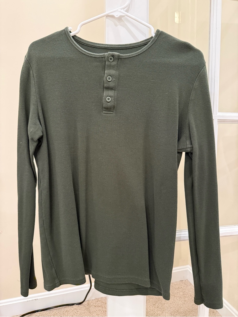 True Classic Men's Olive Long-Sleeve Henley Shirt